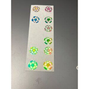 Vintage Stuck on You Holographic Soccer Ball Stickers 1 Sheet Foil .75" each one